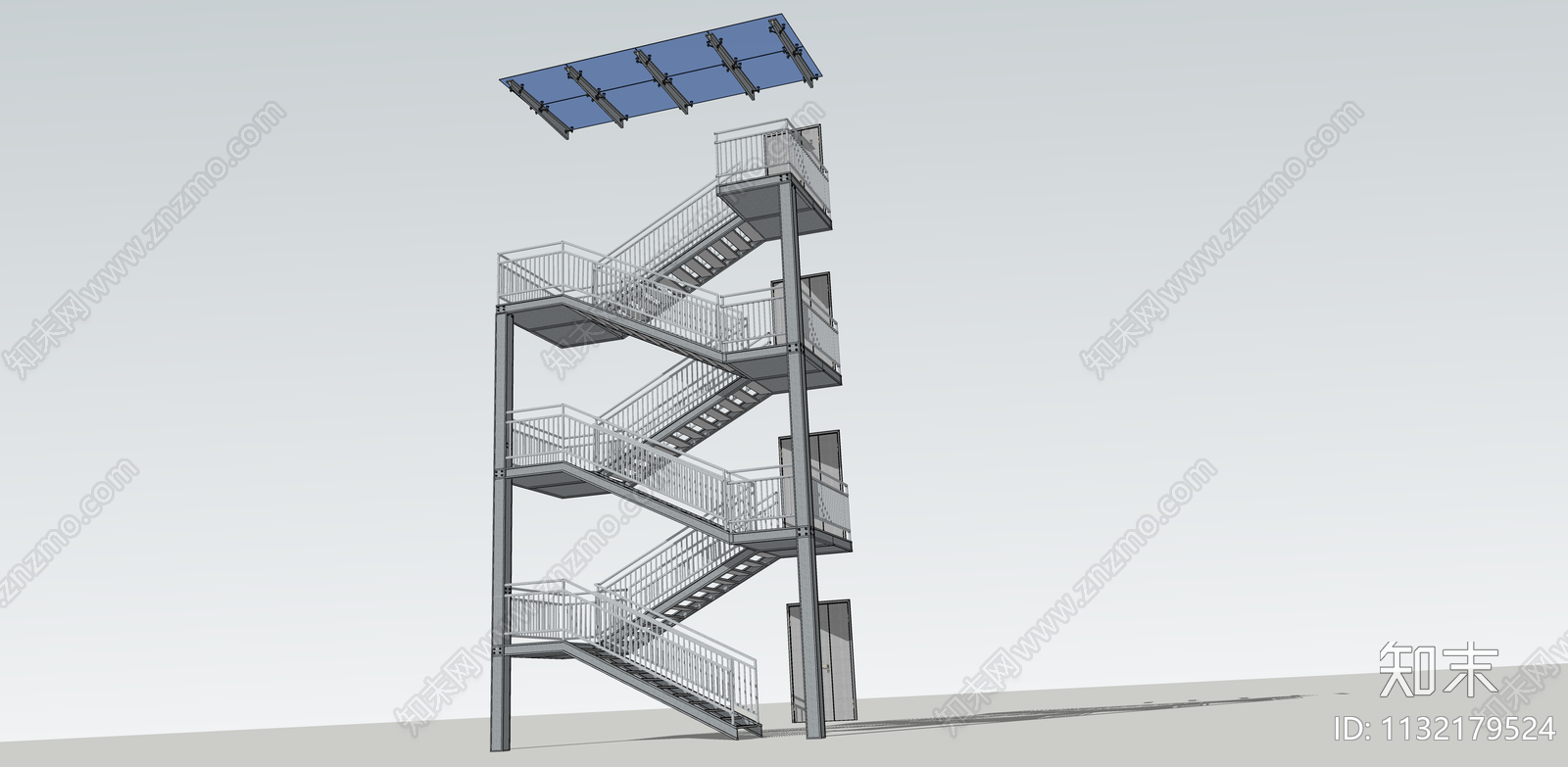 现代扶手楼梯SU模型下载【ID:1132179524】
