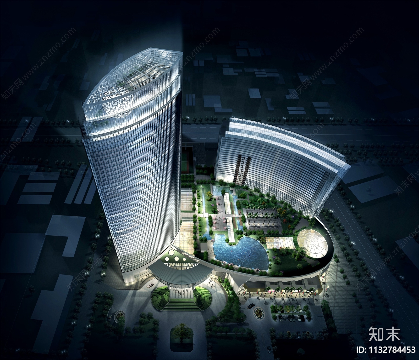 东莞希尔顿酒店建筑效果图施工图下载【ID:1132784453】