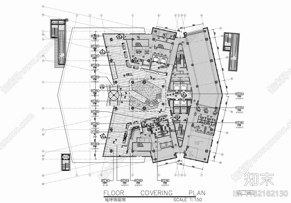 某酒店大堂公区cad施工图下载【ID:1132182130】