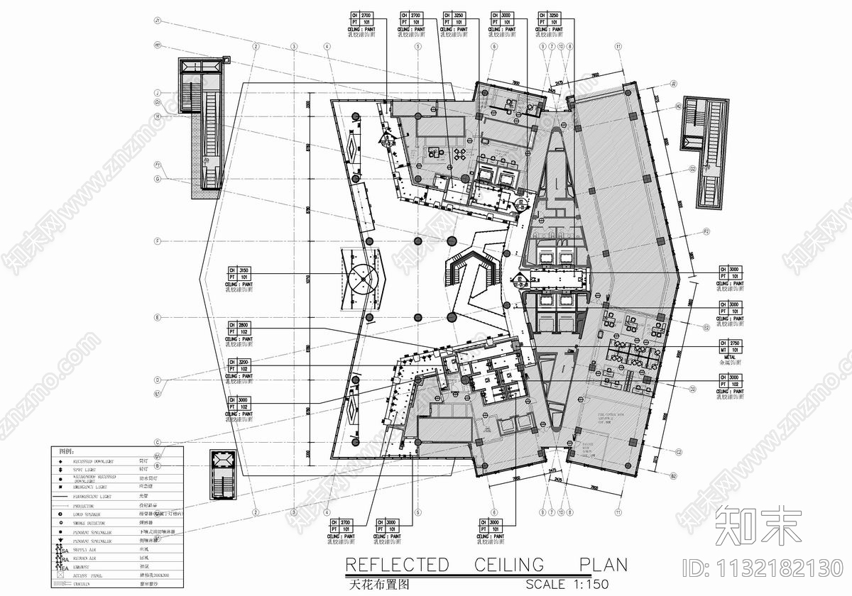 某酒店大堂公区cad施工图下载【ID:1132182130】