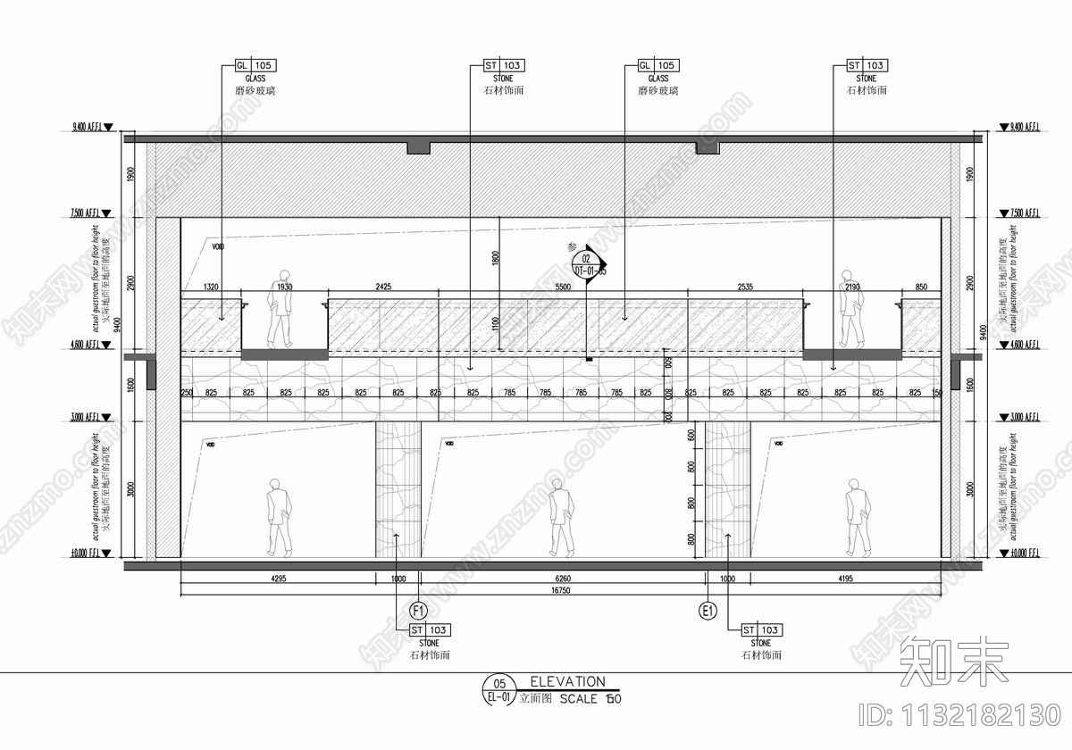 某酒店大堂公区cad施工图下载【ID:1132182130】