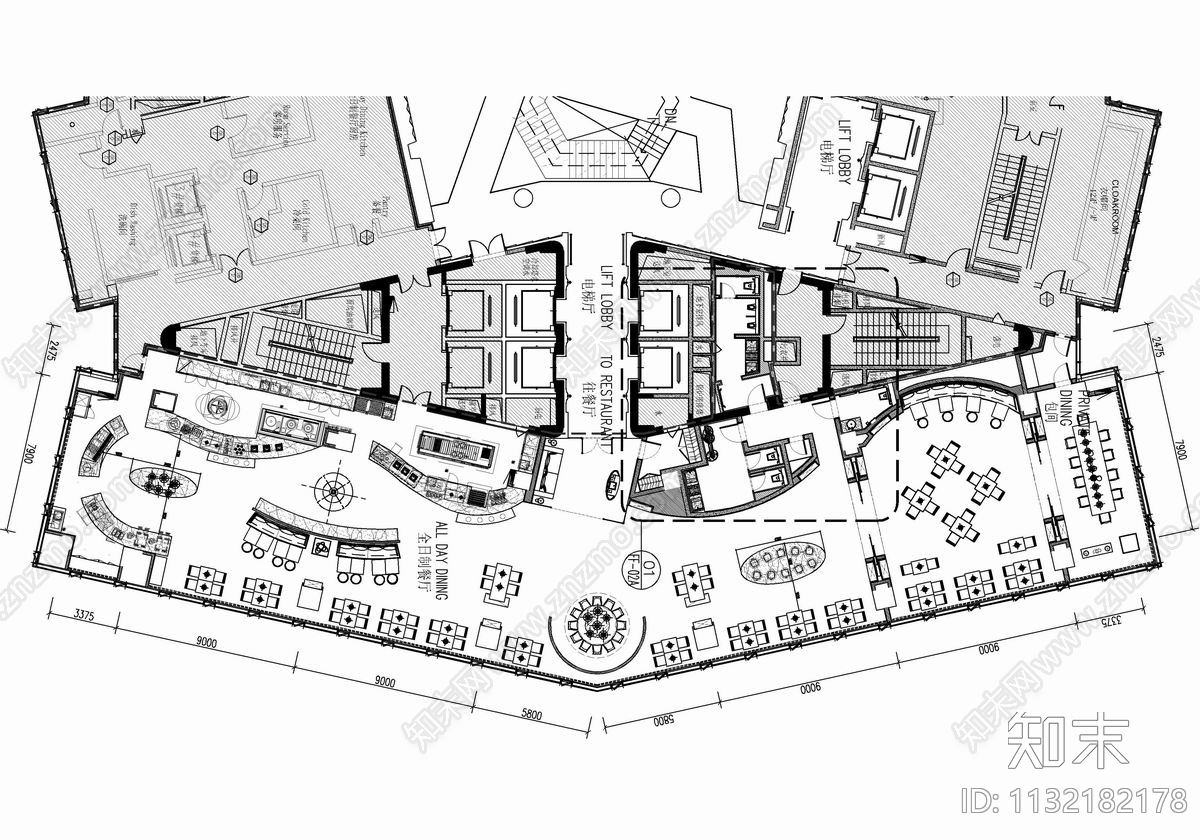 700㎡全日制餐厅cad施工图下载【ID:1132182178】