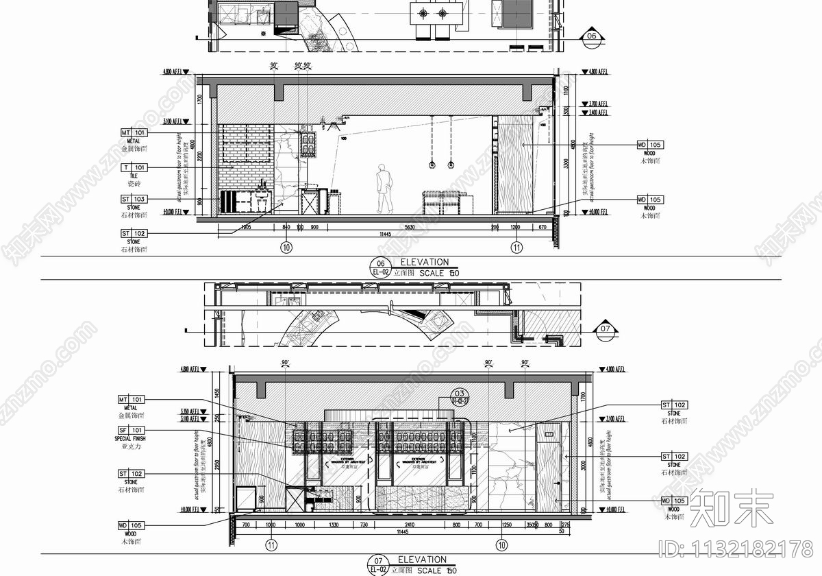 700㎡全日制餐厅cad施工图下载【ID:1132182178】