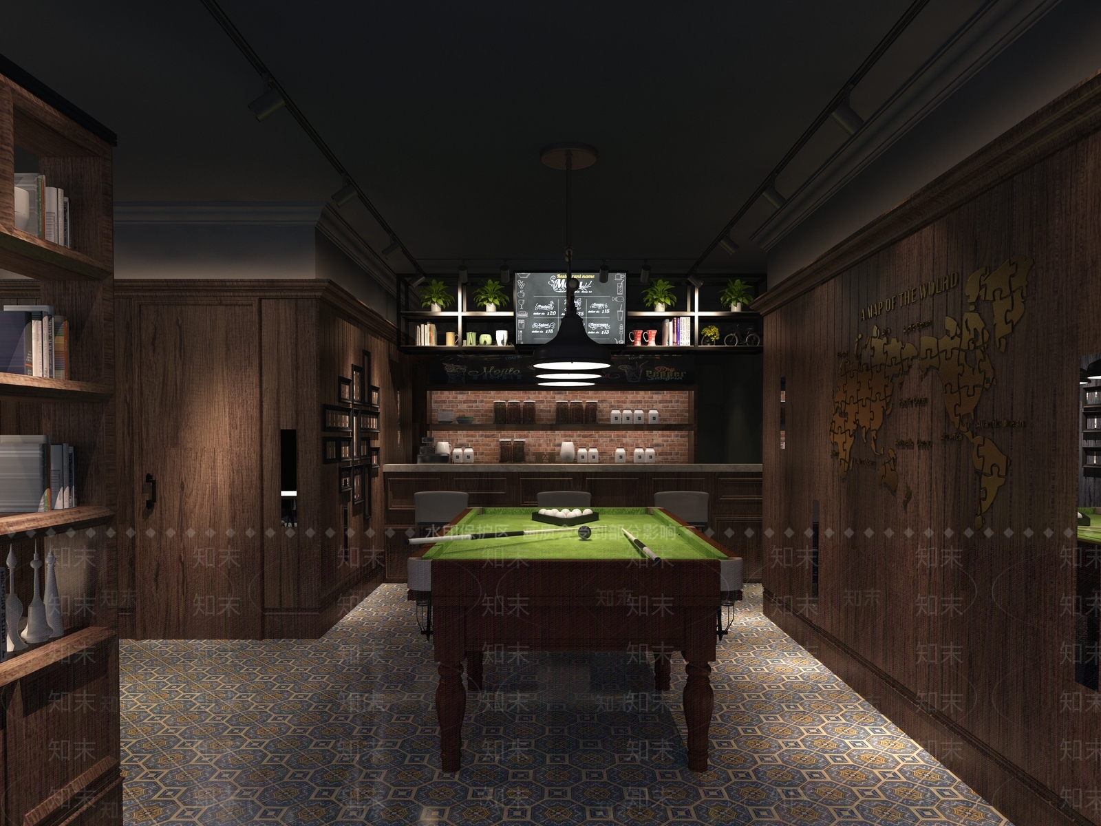 新中式台球室3D模型下载【ID:1132184345】
