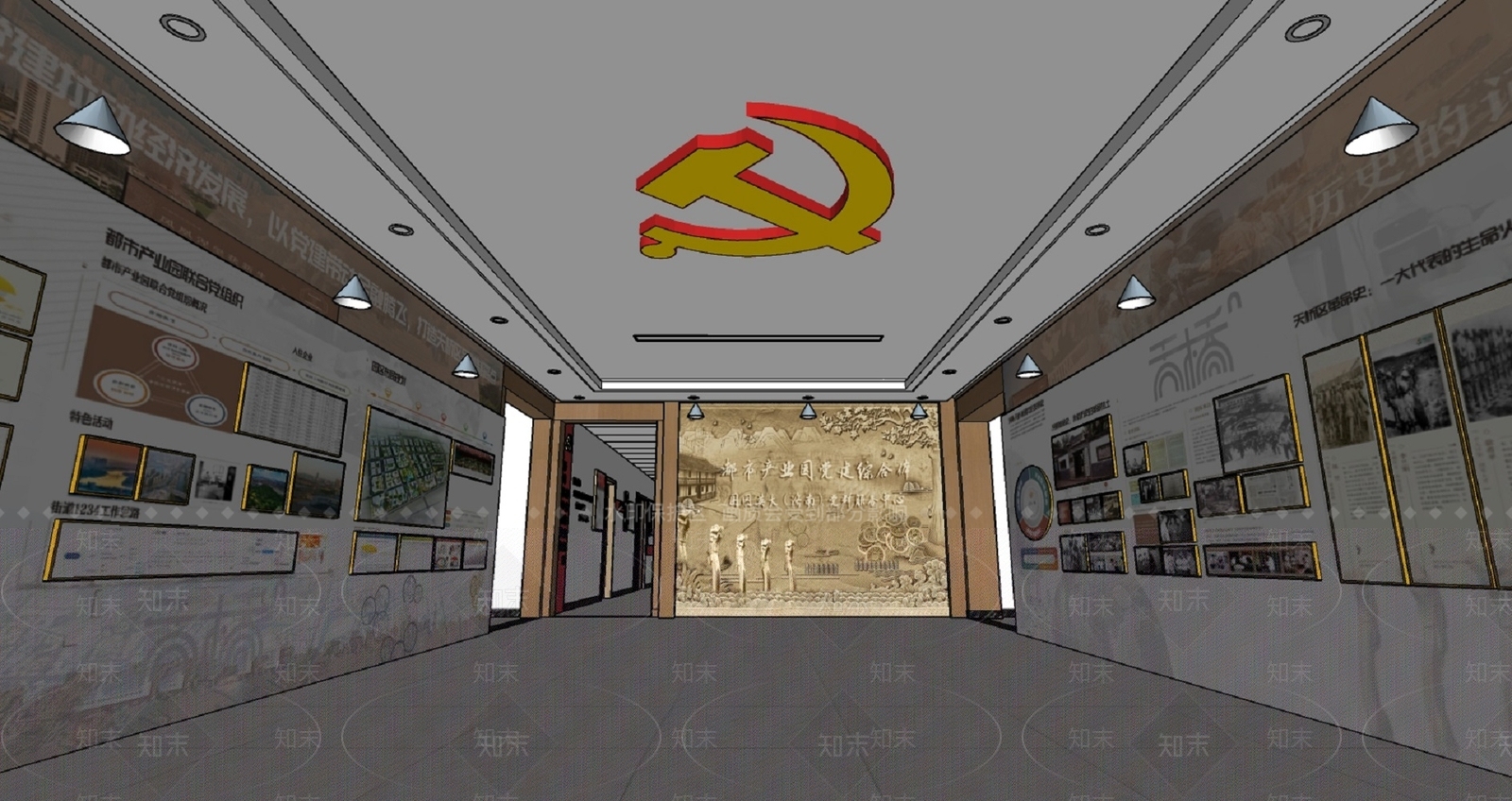 现代党建展厅SU模型下载【ID:1132185256】