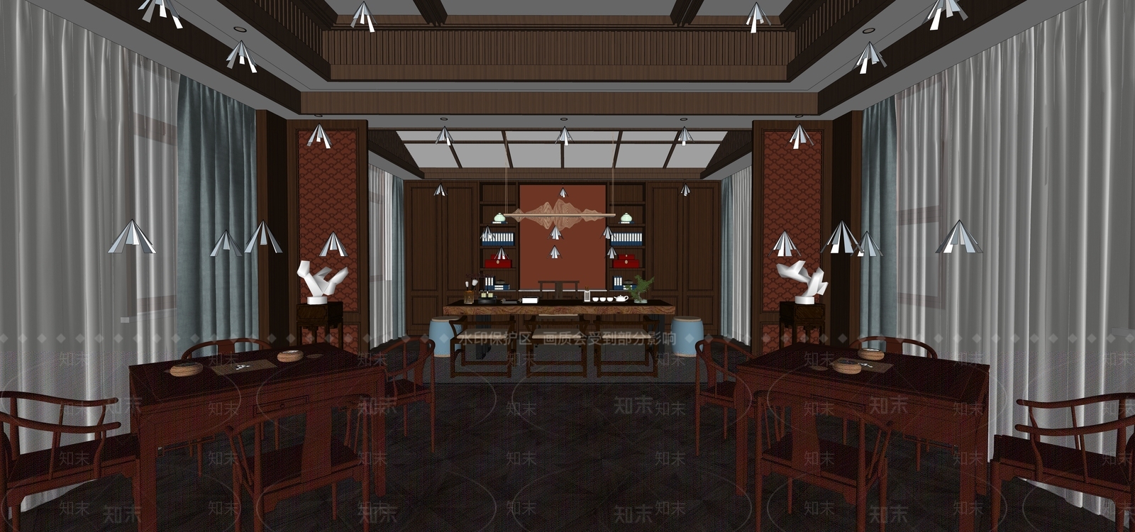 中式棋牌室SU模型下载【ID:1132190734】