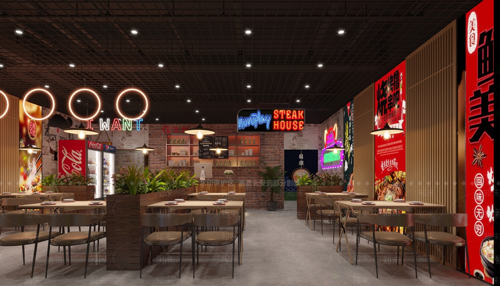 工业风烧烤店3D模型下载【ID:1132191711】