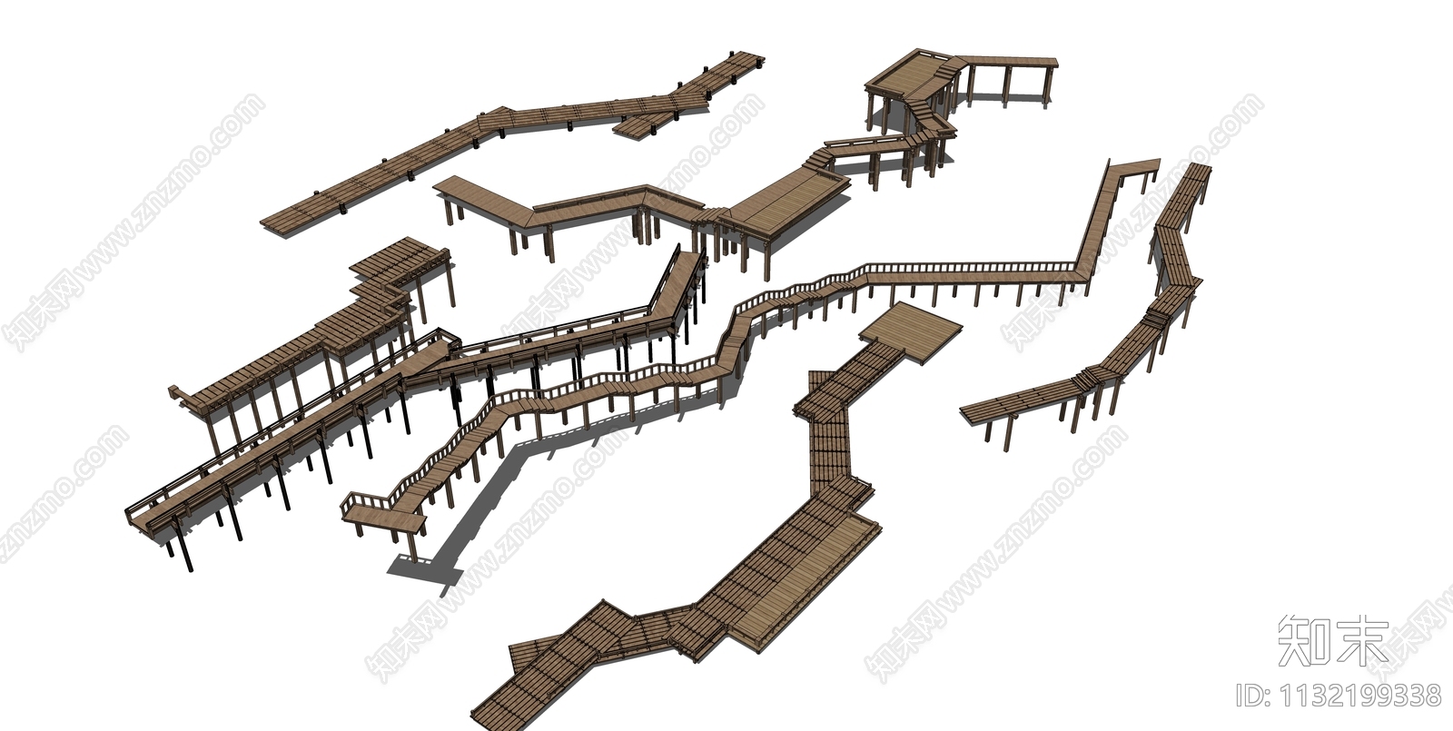 现代木栈道SU模型下载【ID:1132199338】