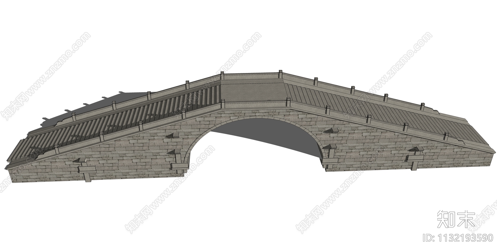 中式单拱桥SU模型下载【ID:1132193590】