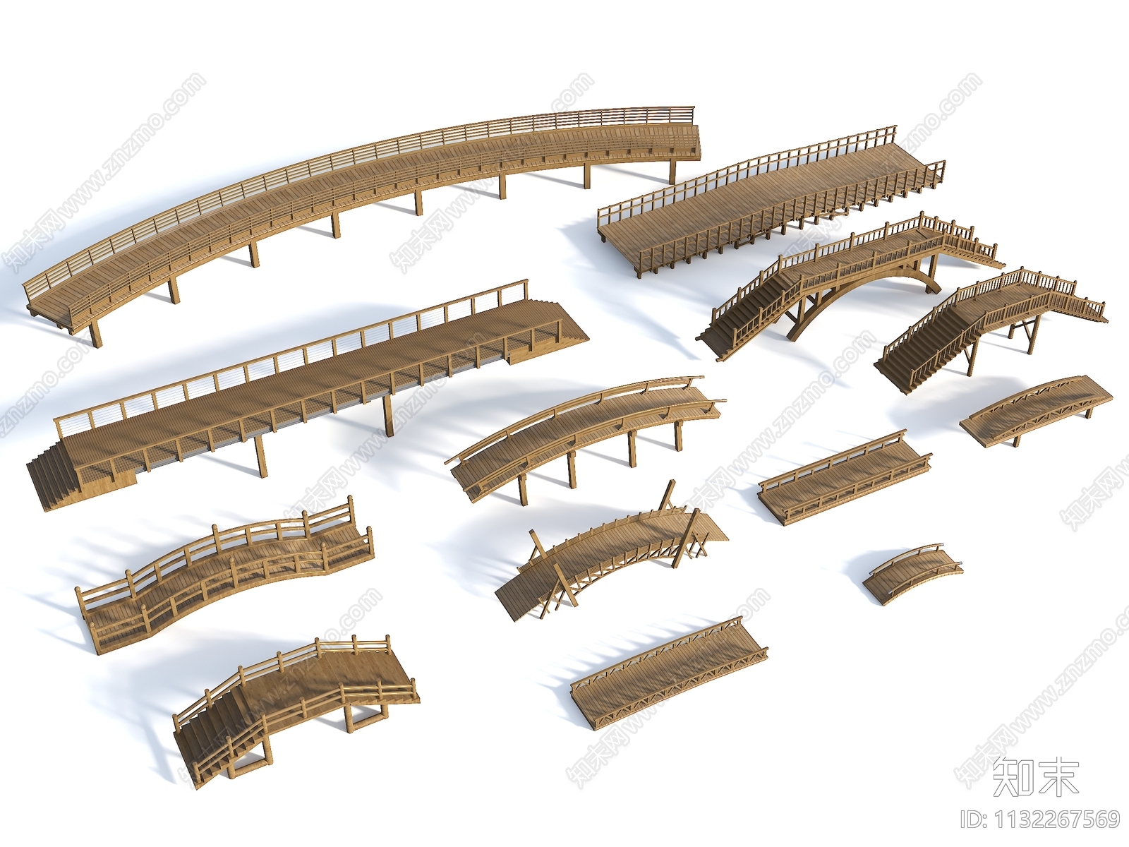 新中式景观木桥SU模型下载【ID:1132267569】