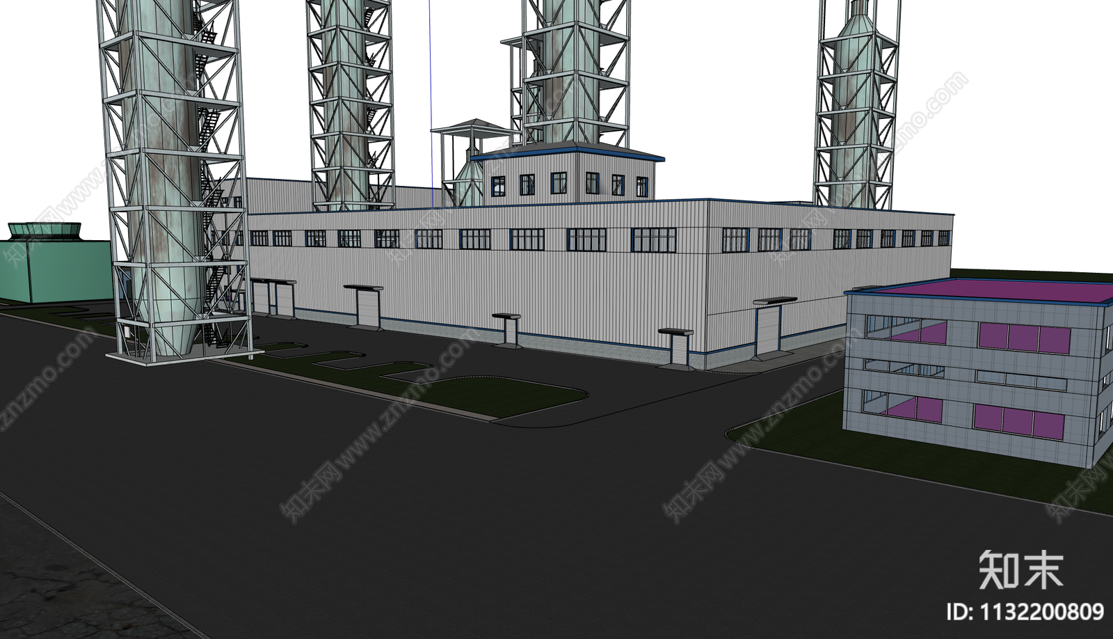 现代工业厂房SU模型下载【ID:1132200809】