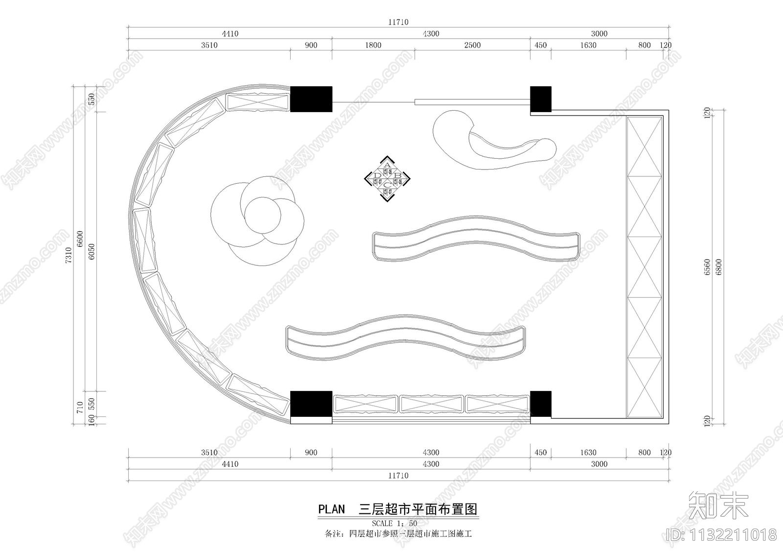 小型超市便利店cad施工图下载【ID:1132211018】