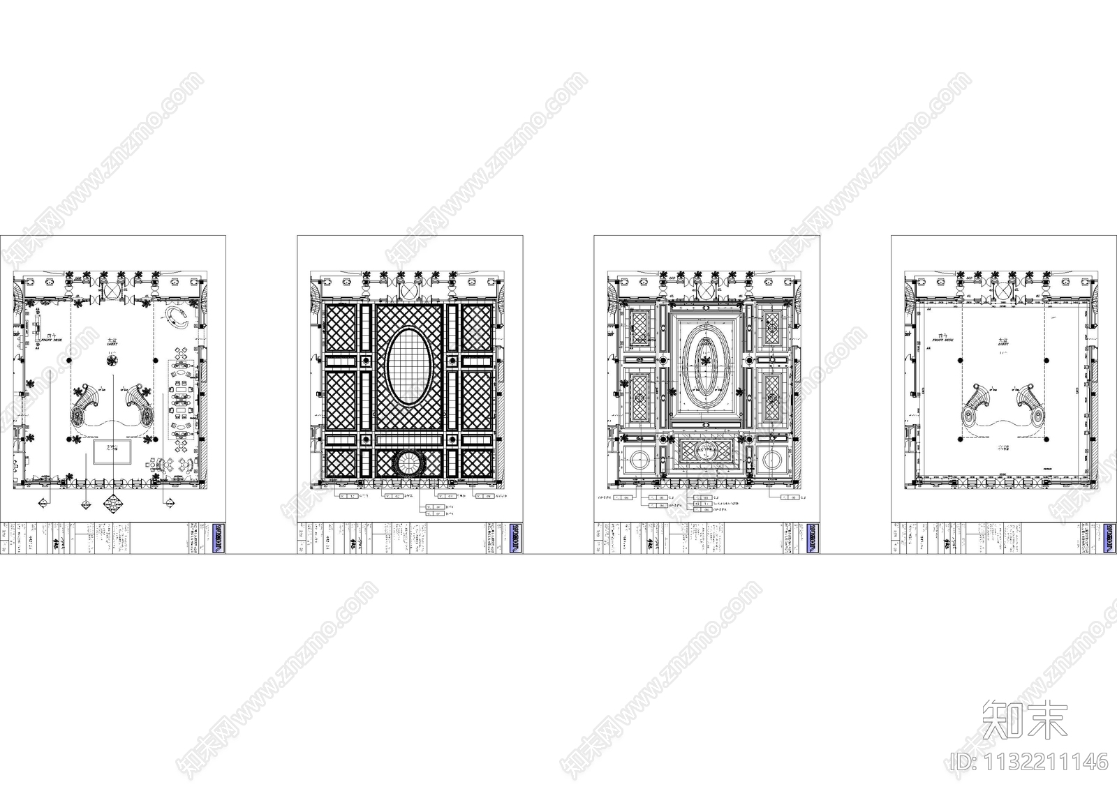 会所大堂cad施工图下载【ID:1132211146】