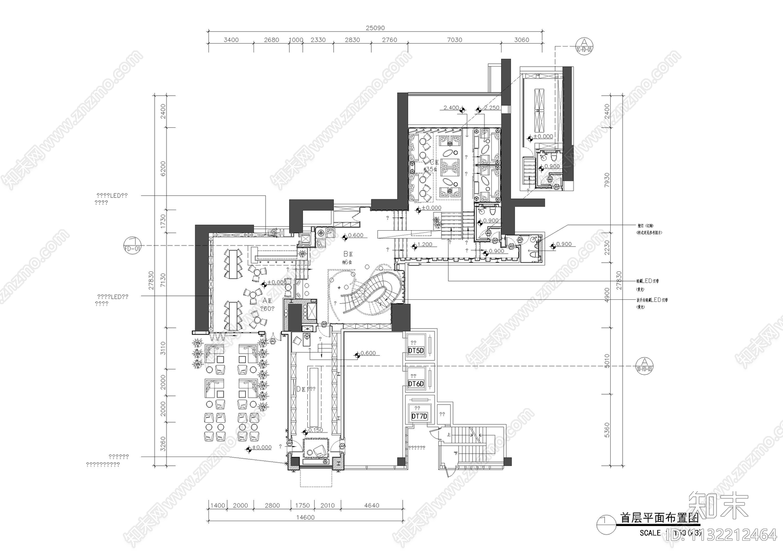 红酒会所效果图cad施工图下载【ID:1132212464】