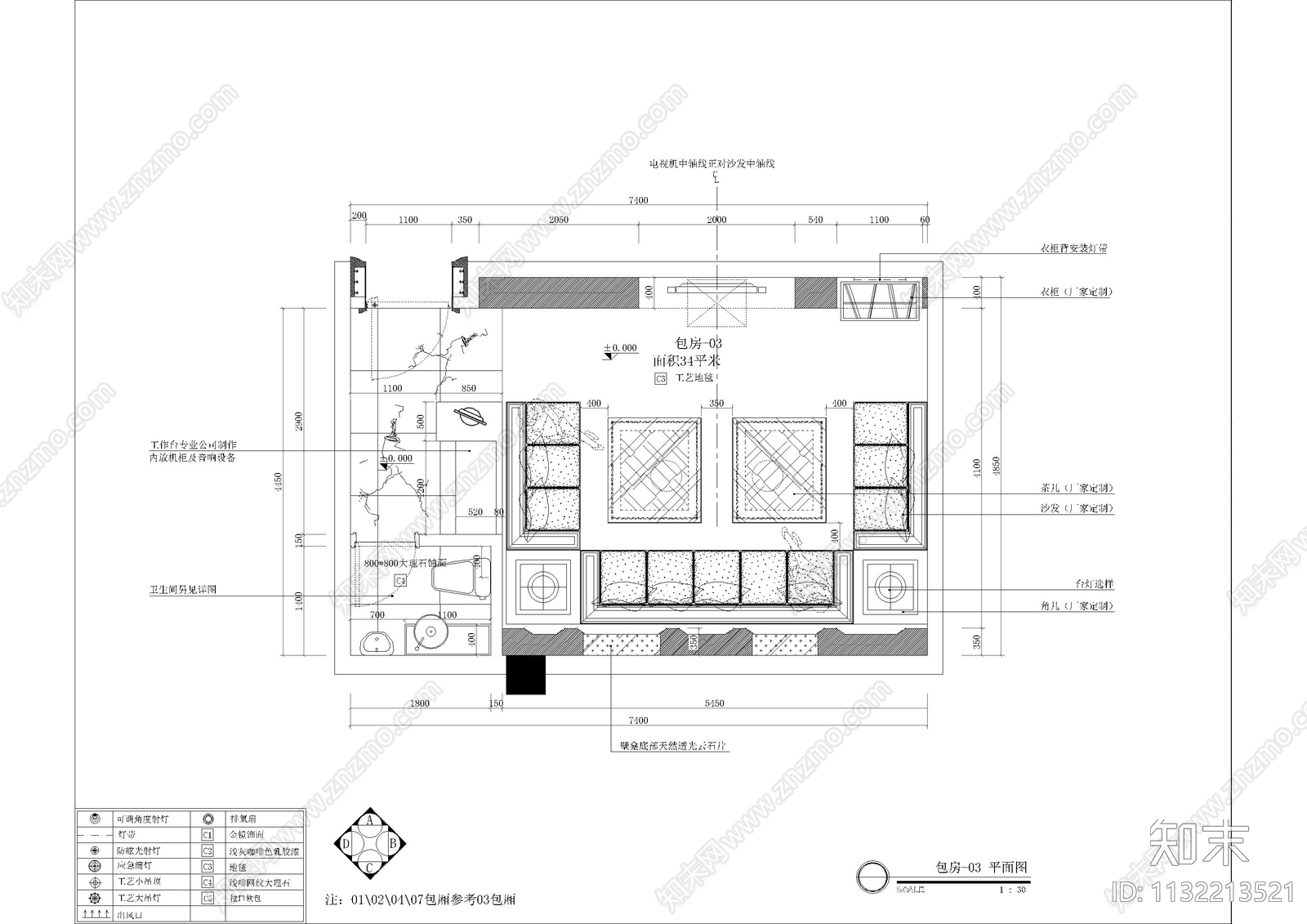 皇家一号夜总会全套cad施工图下载【ID:1132213521】