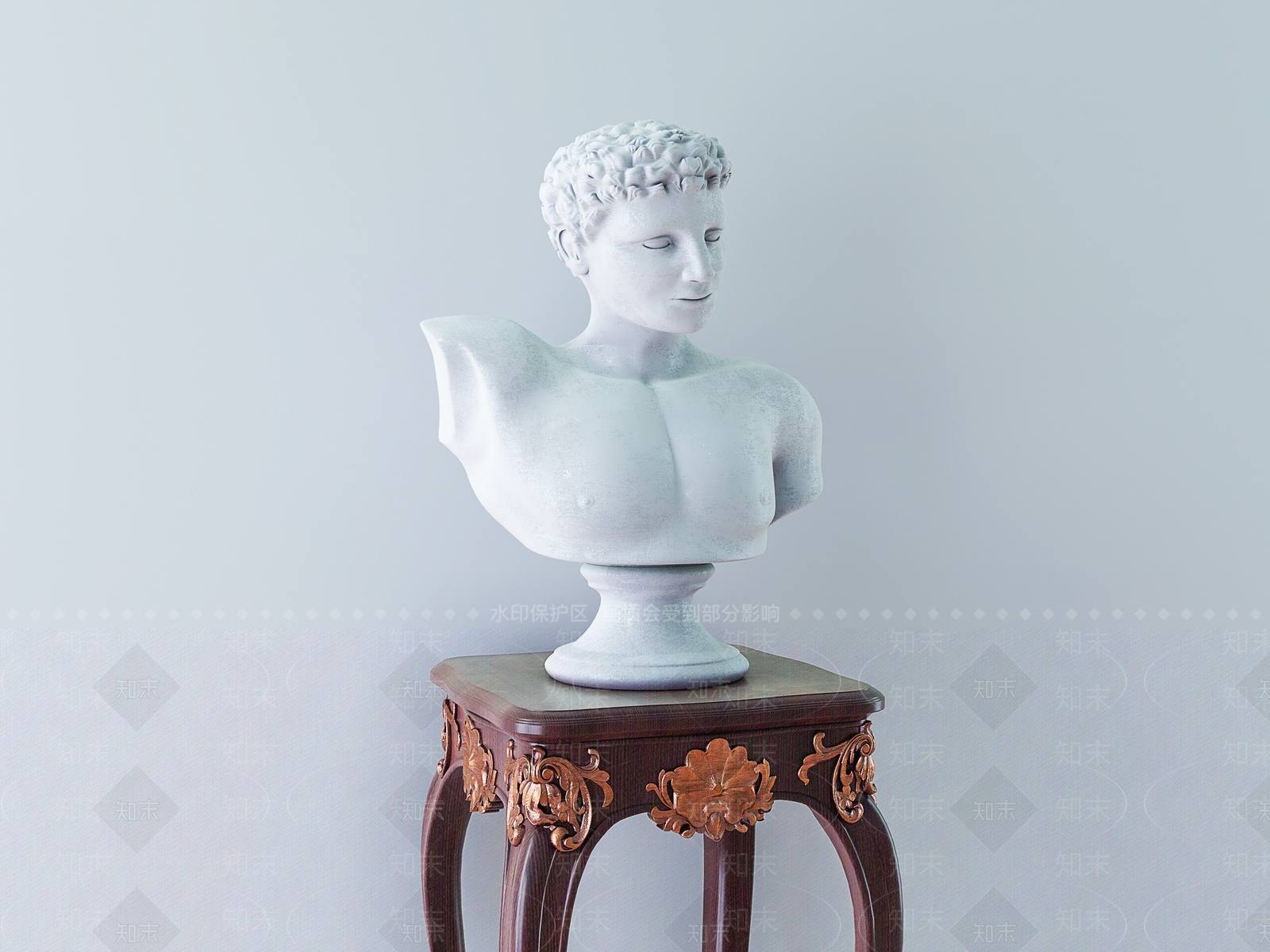 现代石膏男子头像雕塑摆件3D模型下载【ID:1132215953】