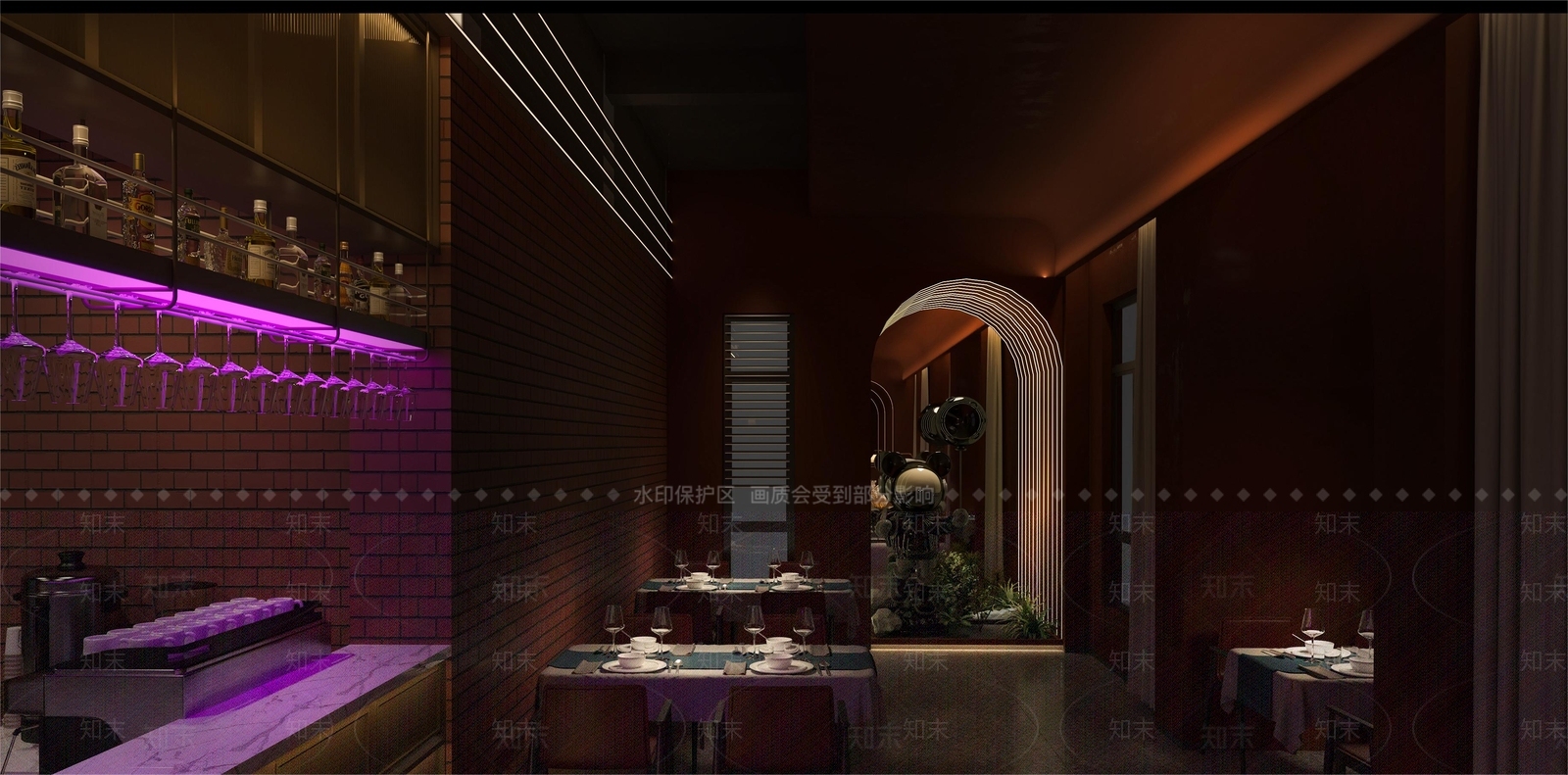现代西餐厅SU模型下载【ID:1132845362】