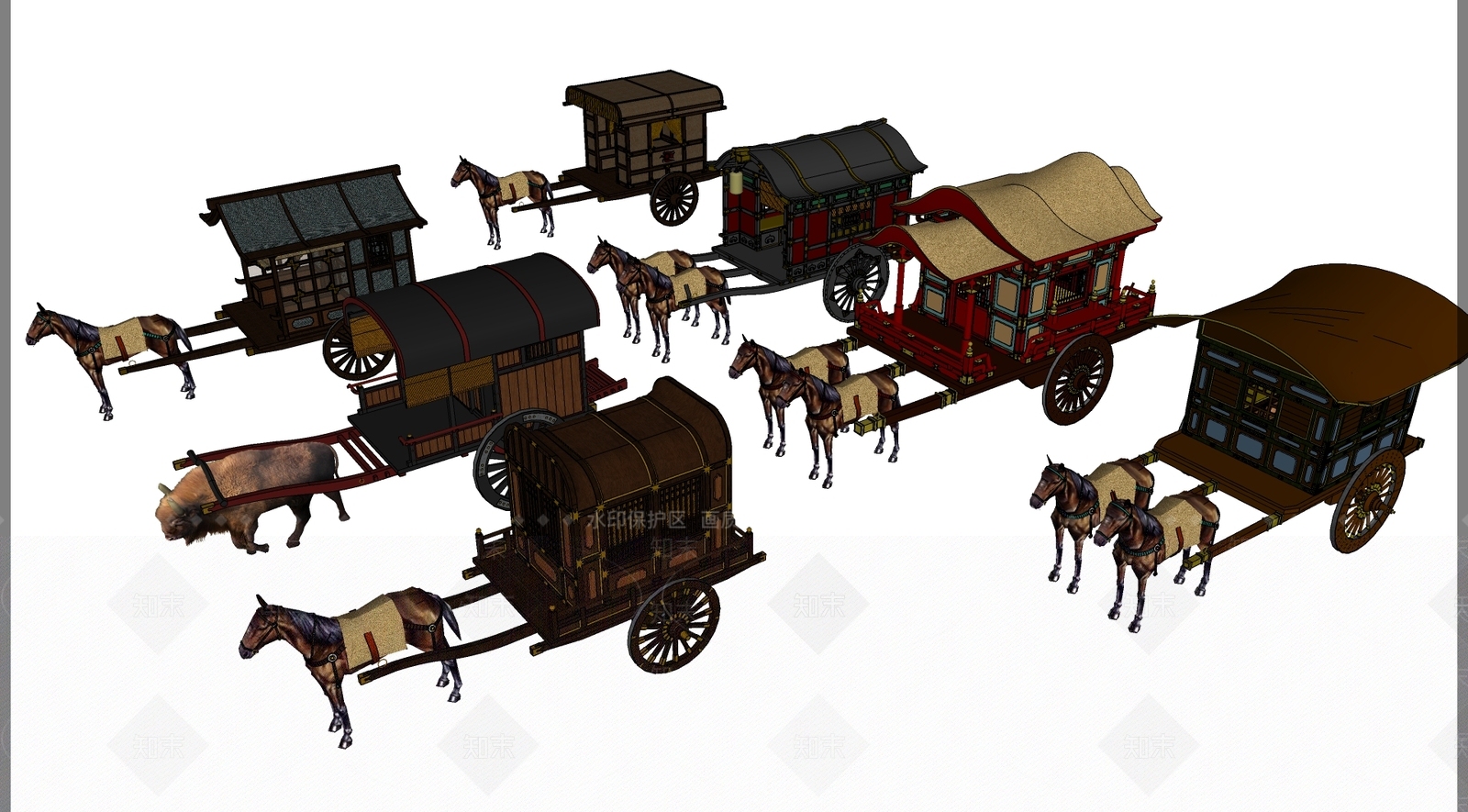 古代马车SU模型下载【ID:1132216475】
