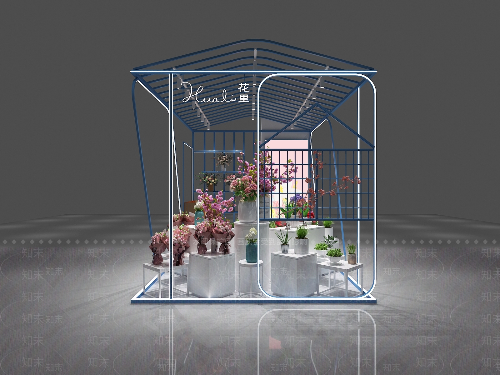 现代鲜花店3D模型下载【ID:1132224795】