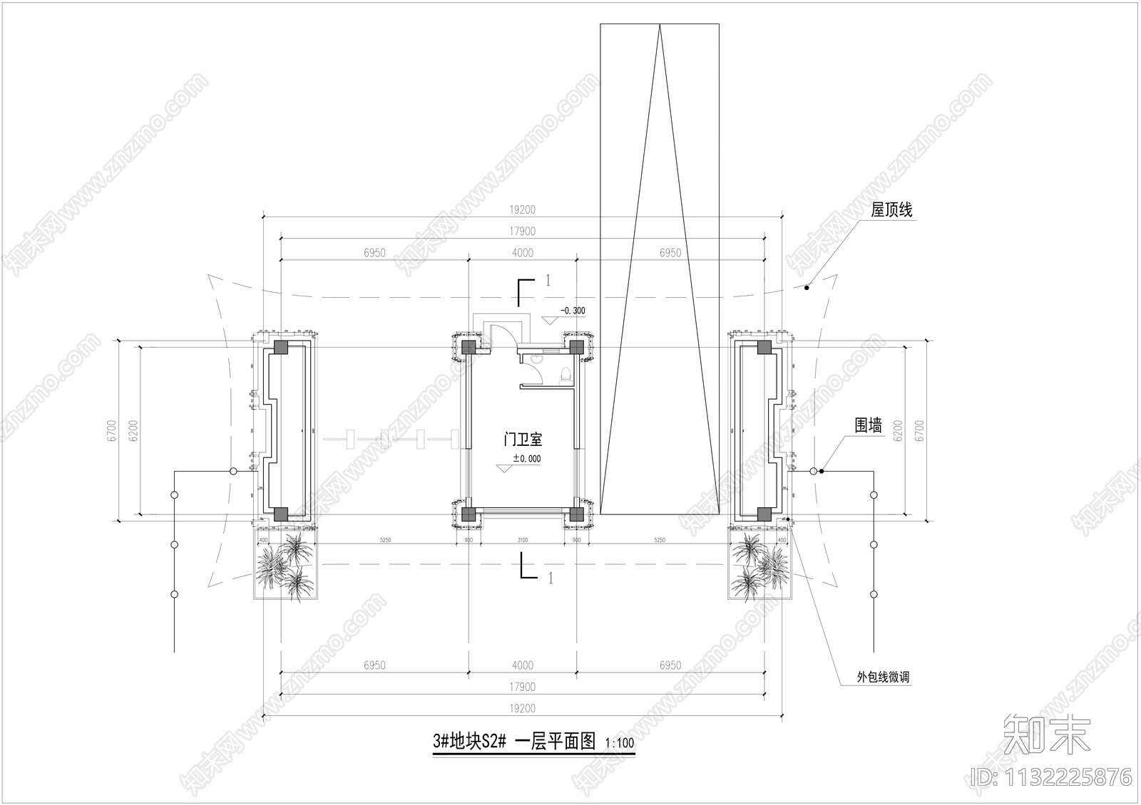 住宅小区大门节点cad施工图下载【ID:1132225876】