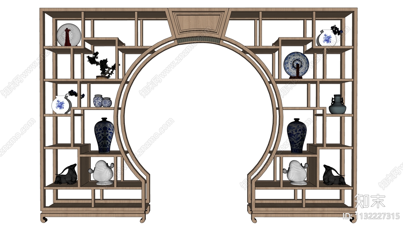 新中式博古架SU模型下载【ID:1132227315】