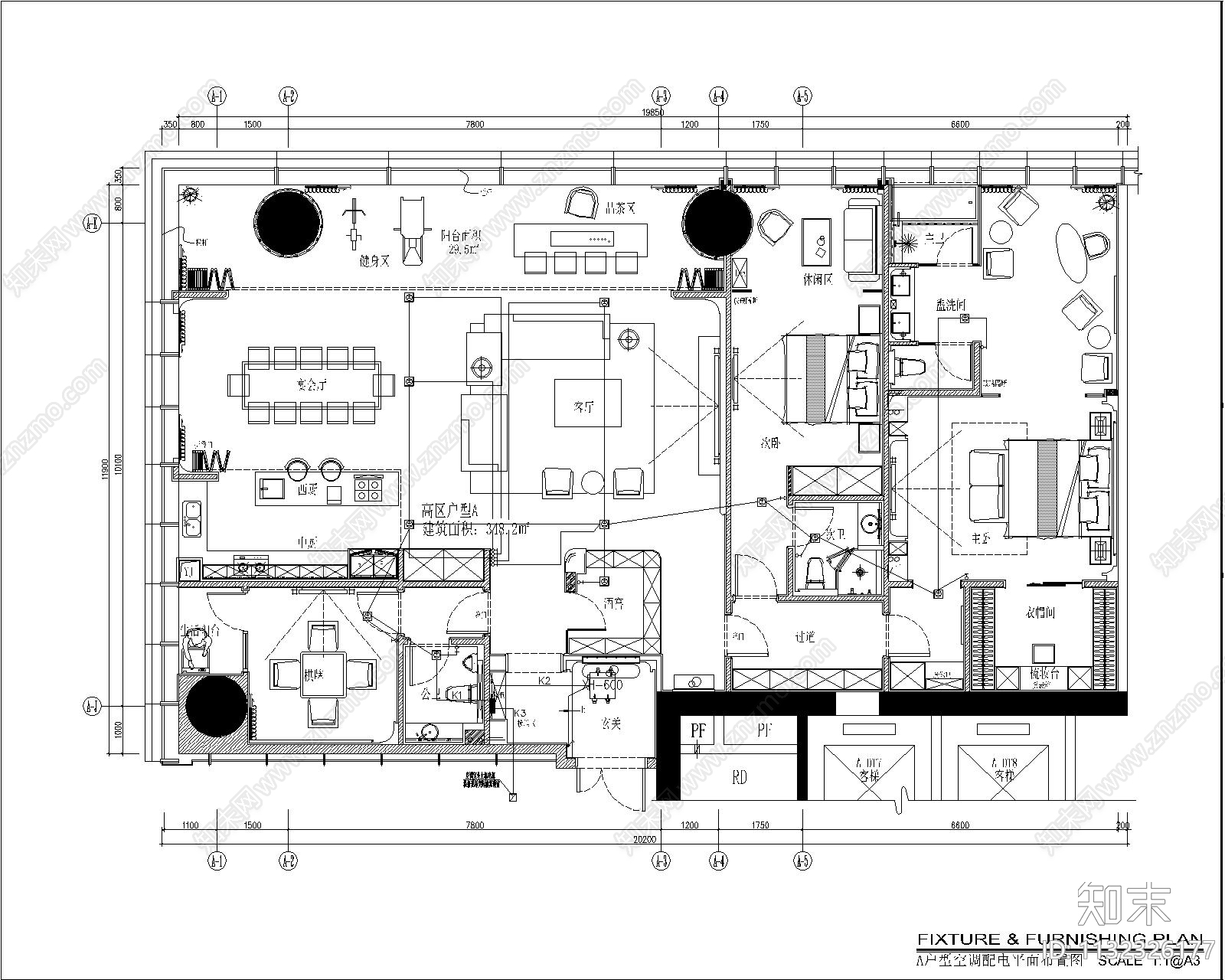 家装空间给排水及电气施工图下载【ID:1132326177】