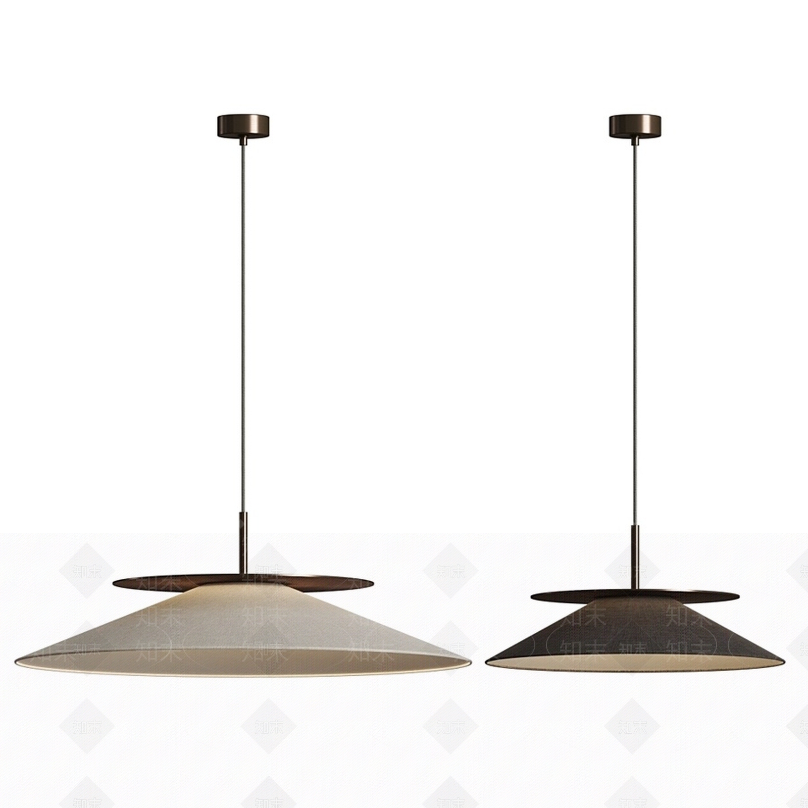 现代布艺伞状吊灯3D模型下载【ID:1132310532】