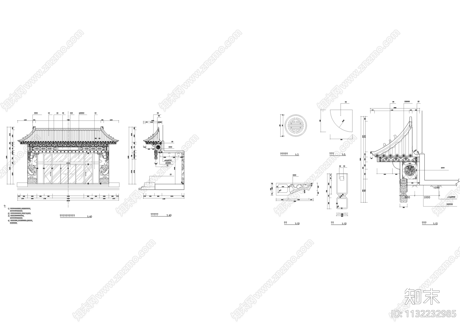 门头入口详图cad施工图下载【ID:1132232985】