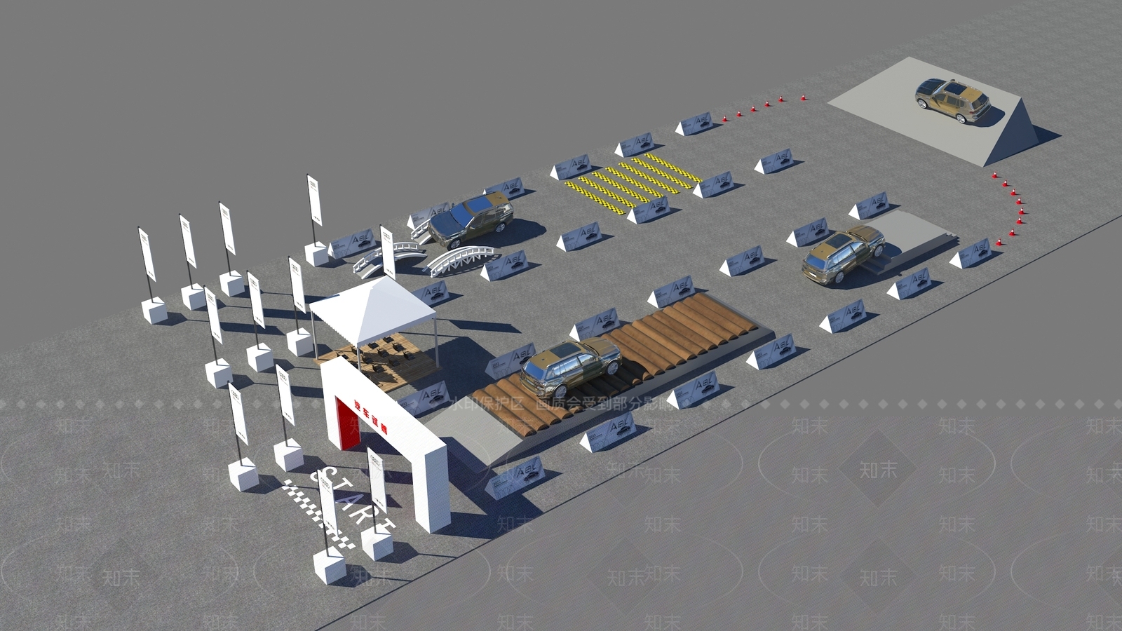 现代建筑外观3D模型渲染效果图