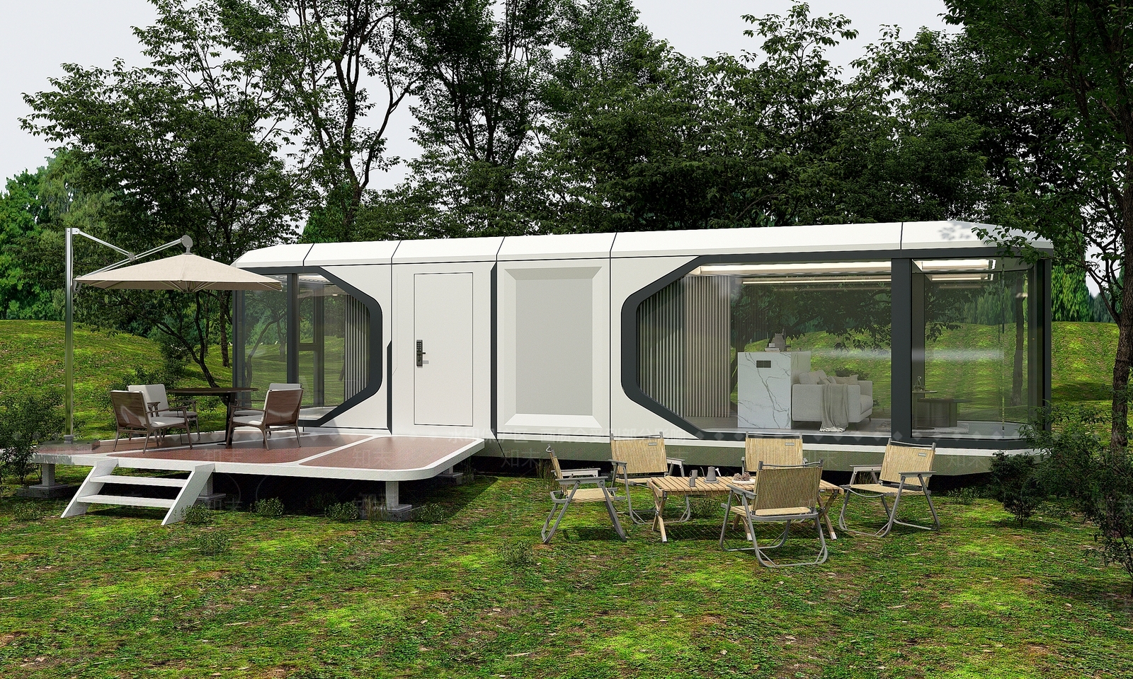 现代太空舱民宿3D模型下载【ID:1132240347】