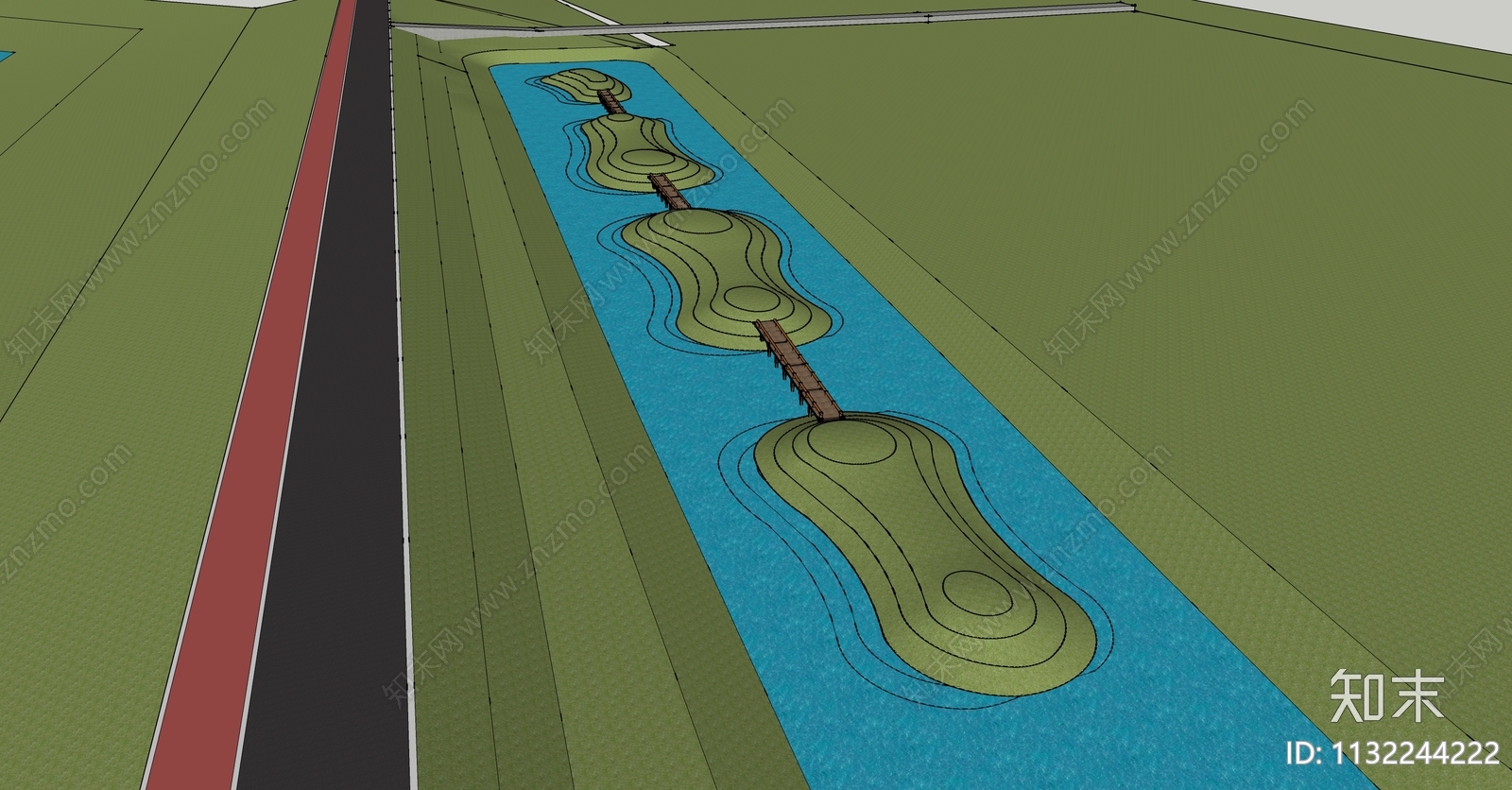 现代滨水景观SU模型下载【ID:1132244222】