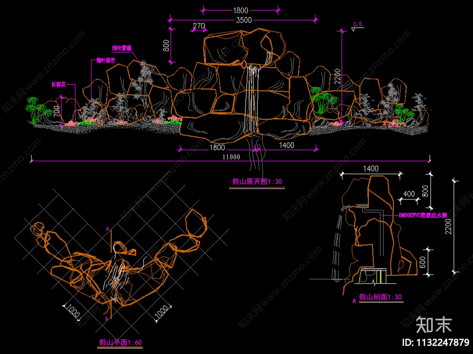 假山置石平立面施工图下载【ID:1132247879】