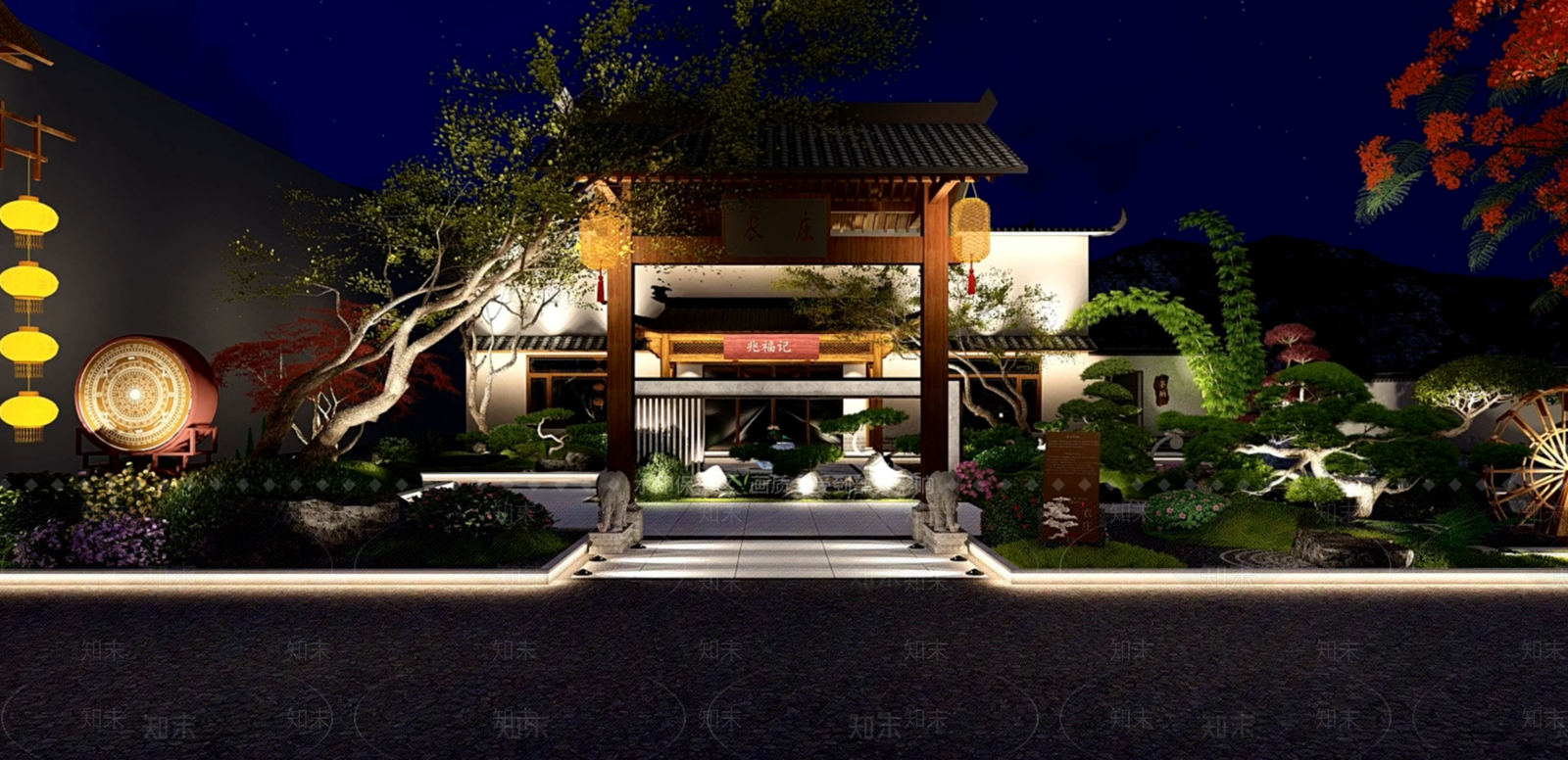 现代乡村庭院SU模型下载【ID:1132249671】