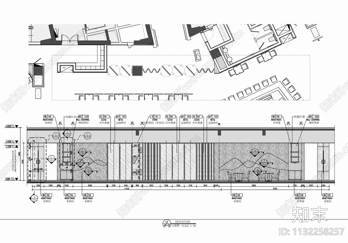 日式餐厅包房室内cad施工图下载【ID:1132258257】