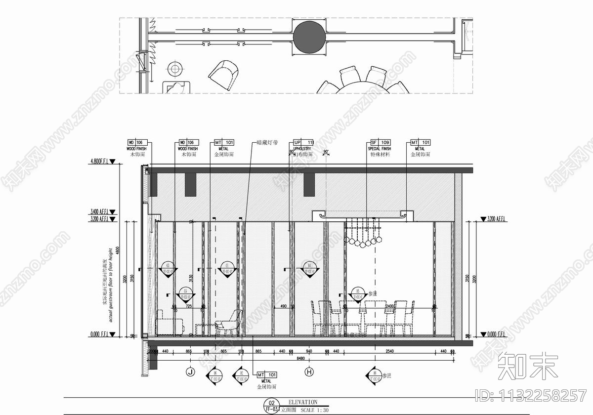 日式餐厅包房室内cad施工图下载【ID:1132258257】