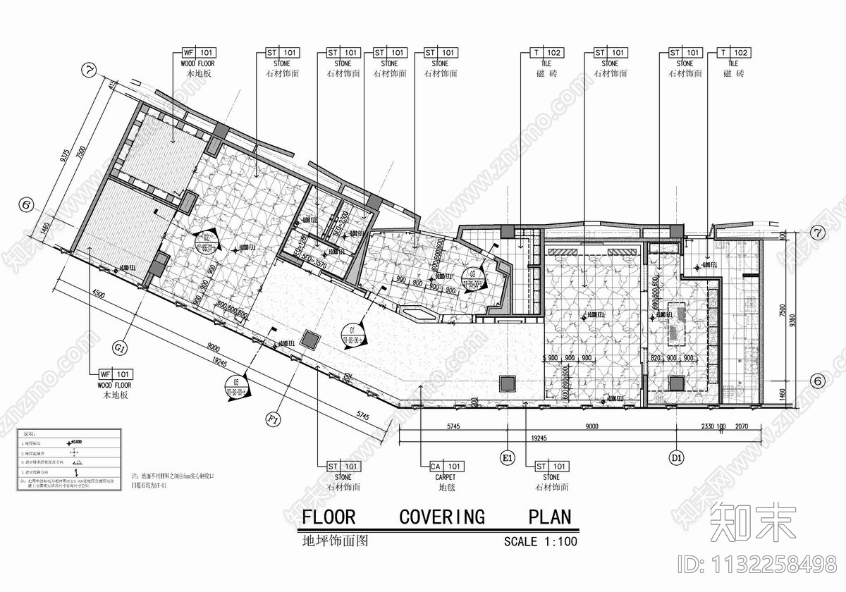 350㎡行政酒廊室内cad施工图下载【ID:1132258498】