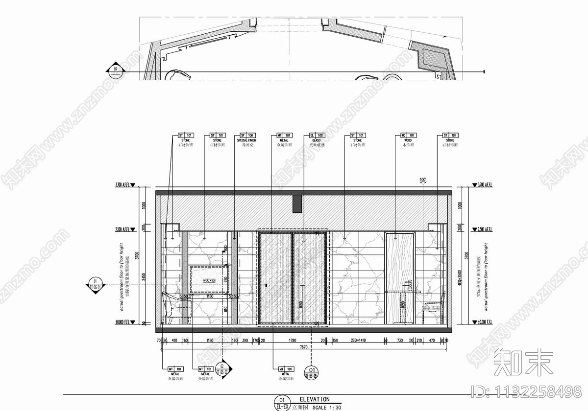 350㎡行政酒廊室内cad施工图下载【ID:1132258498】