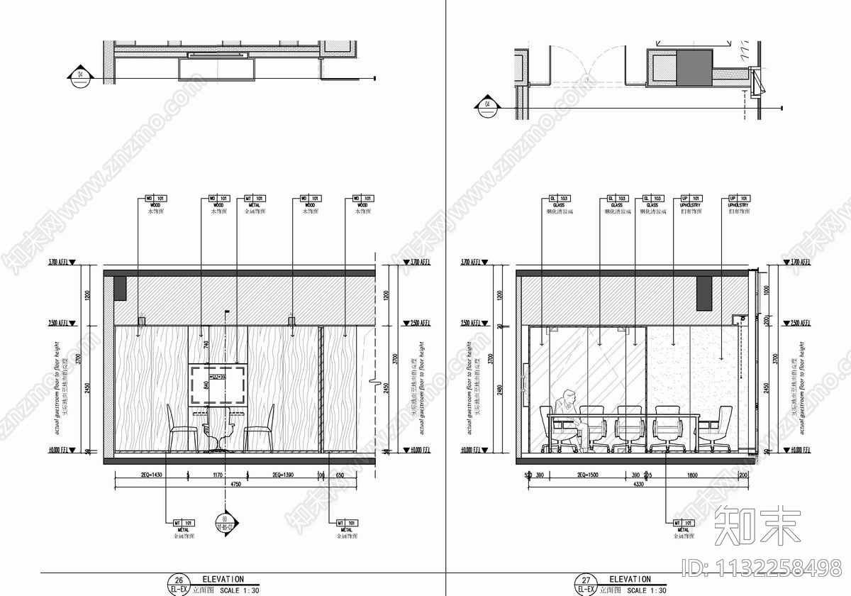 350㎡行政酒廊室内cad施工图下载【ID:1132258498】