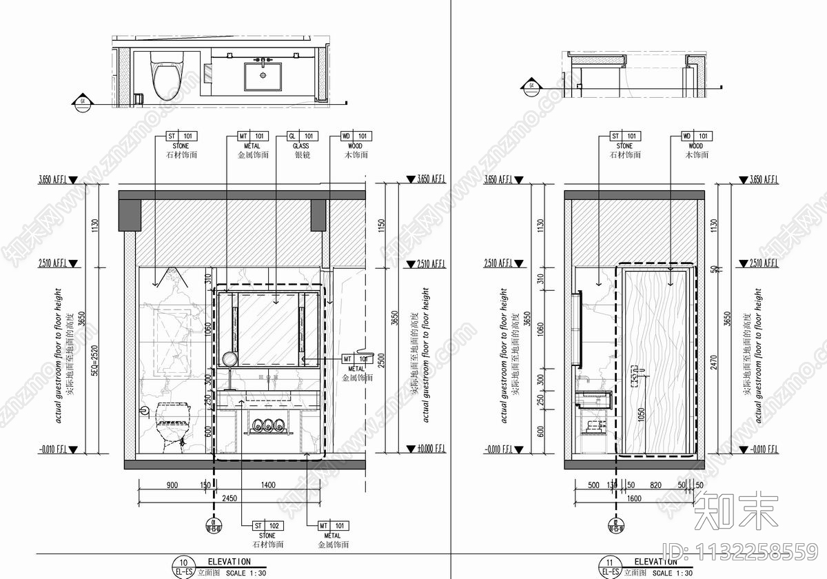 145㎡酒店豪华套房室内cad施工图下载【ID:1132258559】