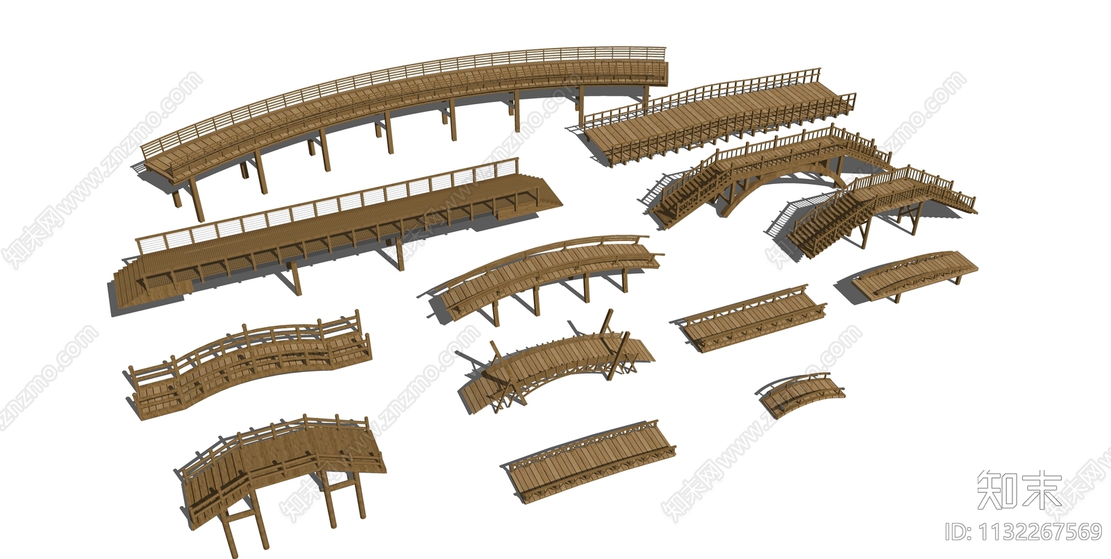 新中式景观木桥SU模型下载【ID:1132267569】