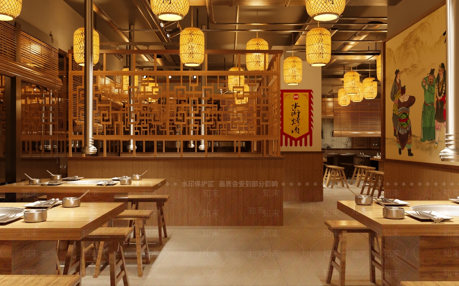 新中式烧烤店3D模型下载【ID:1132270667】