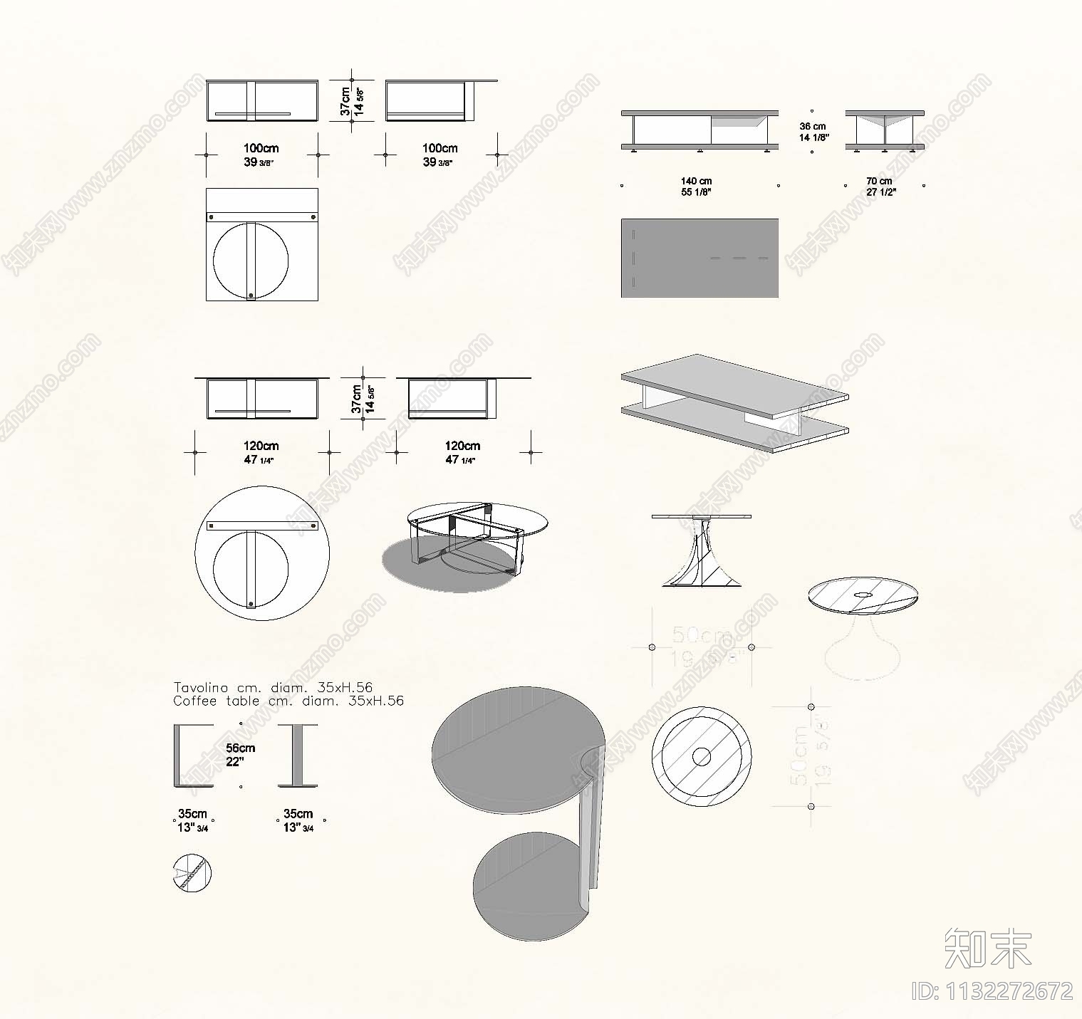 国外现代家具沙发桌椅平立面施工图下载【ID:1132272672】