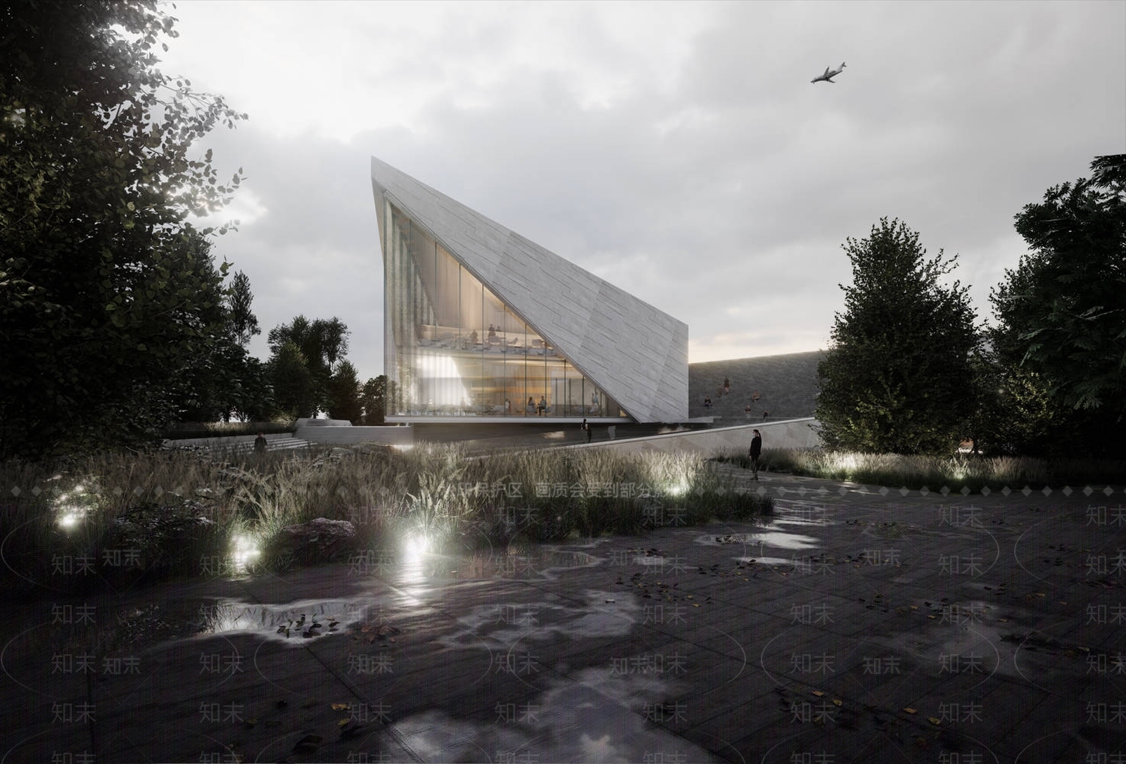 现代风格展览馆建筑SU模型下载【ID:1132273335】