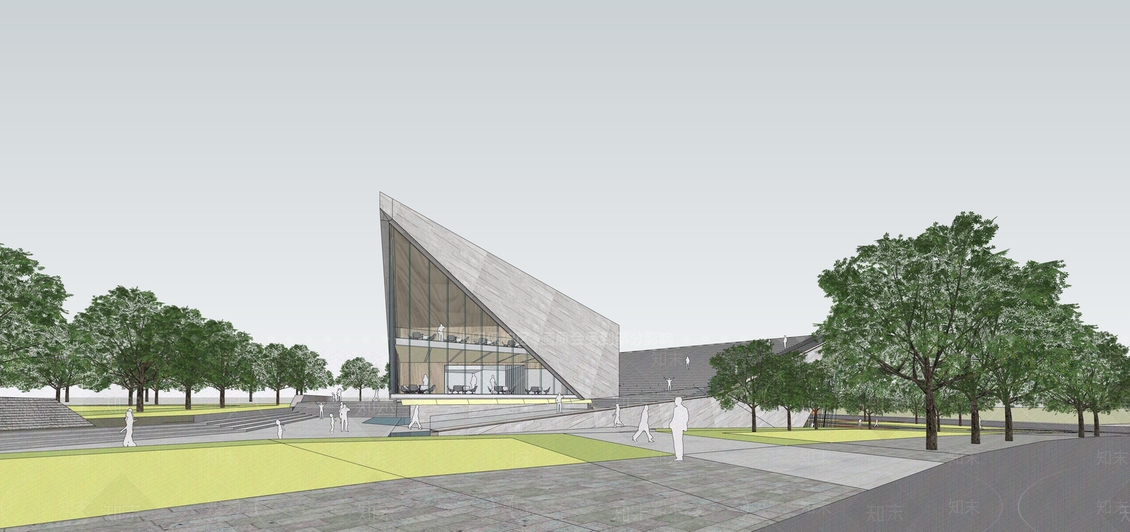 现代风格展览馆建筑SU模型下载【ID:1132273335】