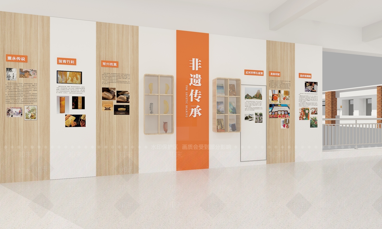 现代校园文化长廊SU模型下载【ID:1132274314】