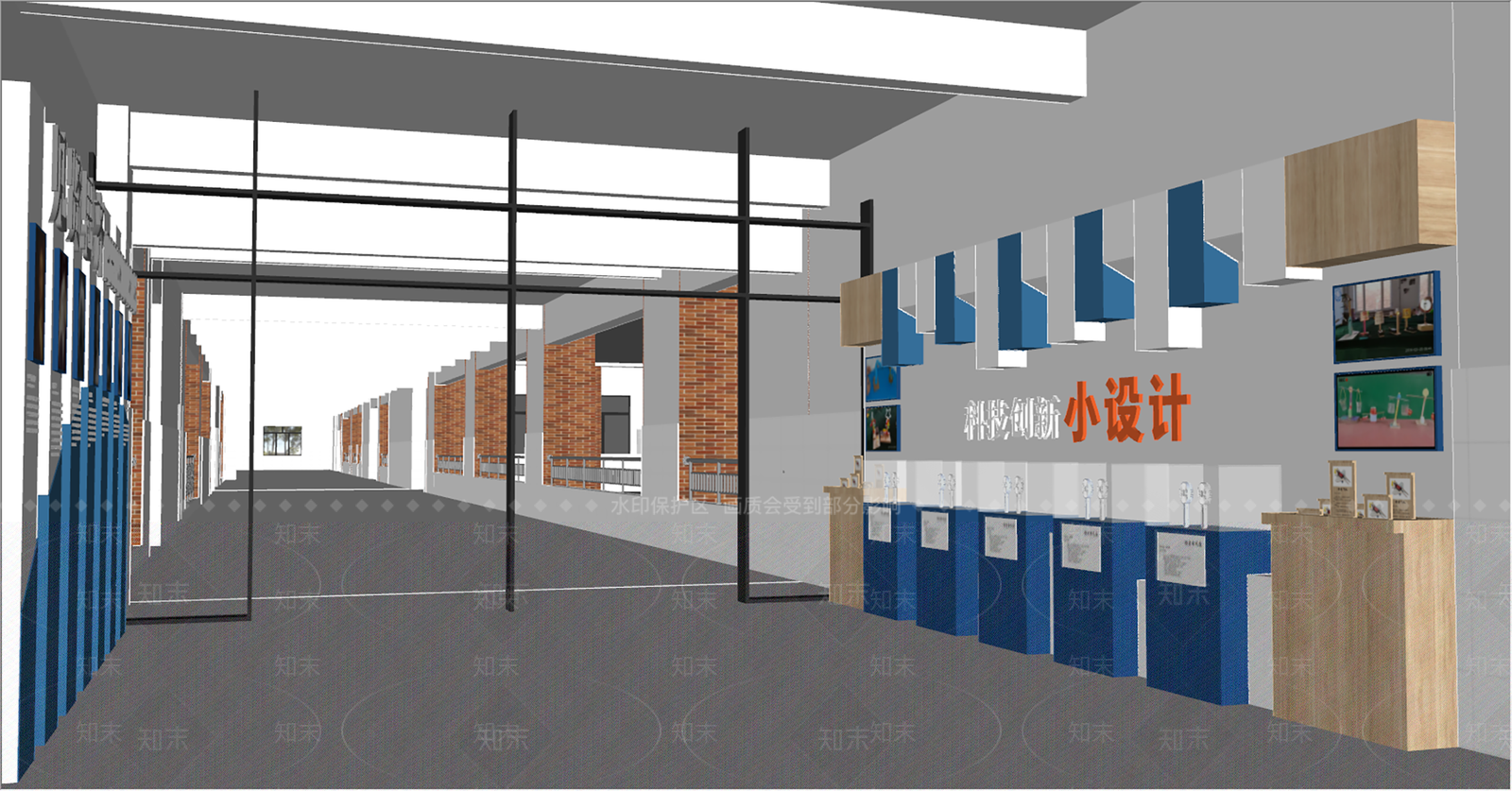 现代校园物理实验长廊SU模型下载【ID:1132274620】
