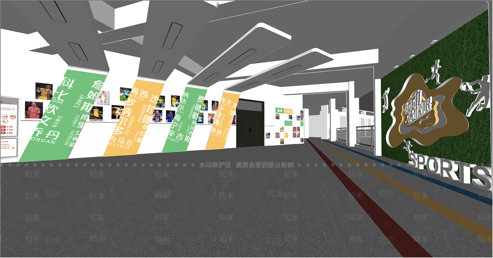 现代校园运动走廊SU模型下载【ID:1132274834】