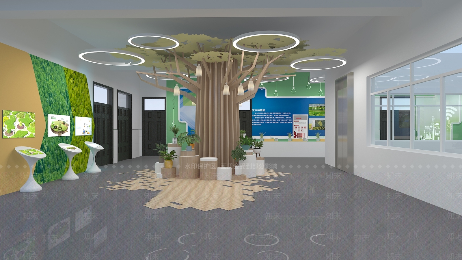 现代校园智慧种植大厅SU模型下载【ID:1132274979】