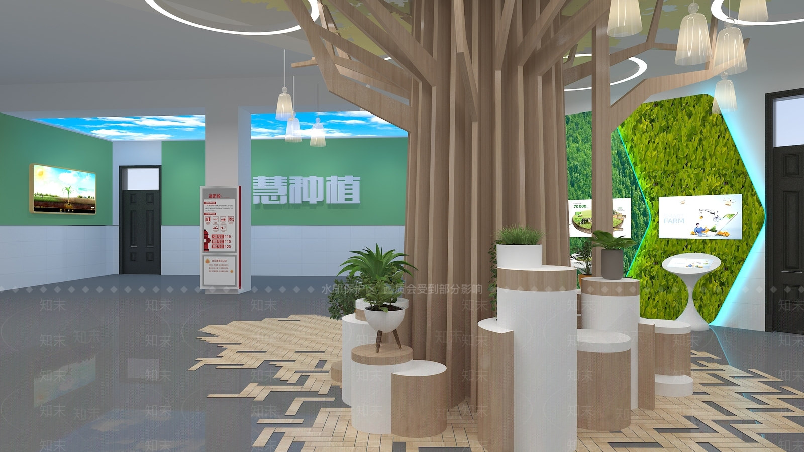 现代校园智慧种植大厅SU模型下载【ID:1132274979】