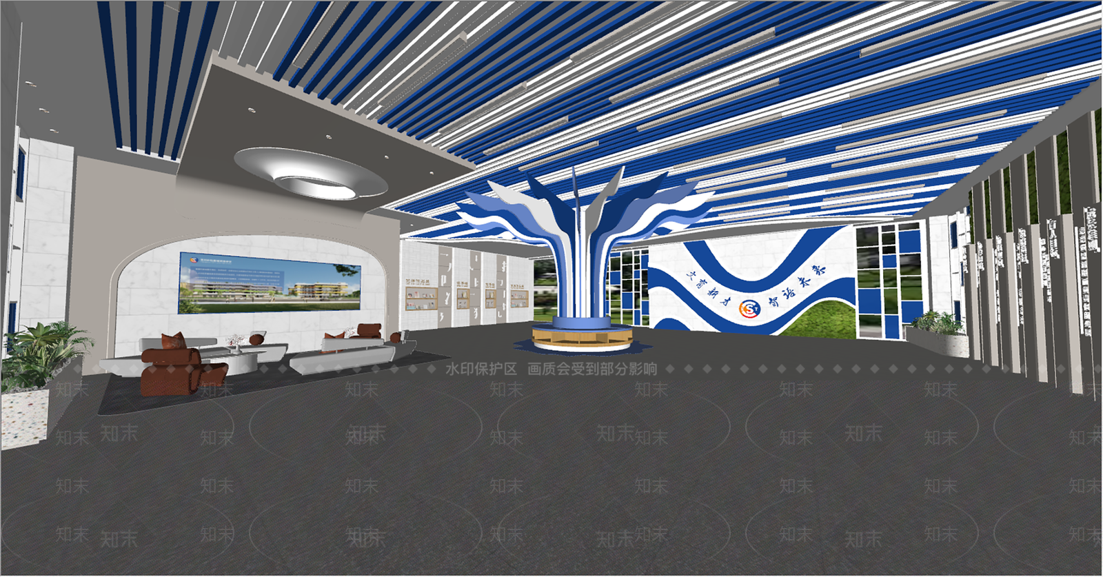 现代学校大厅SU模型下载【ID:1132275315】